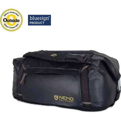 A black NEMO Double Haul Convertible Duffel & Tote is shown from a front angle with a white background.