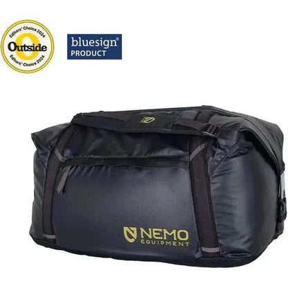 A black NEMO Double Haul Convertible Duffel & Tote is shown from a front angle with a white background.