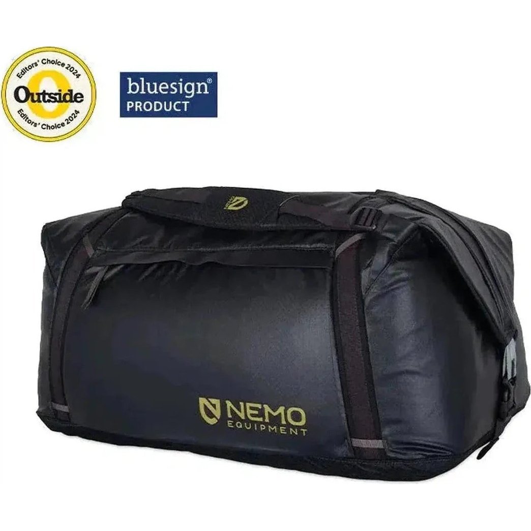 A black NEMO Double Haul Convertible Duffel & Tote is shown from a front angle with a white background.