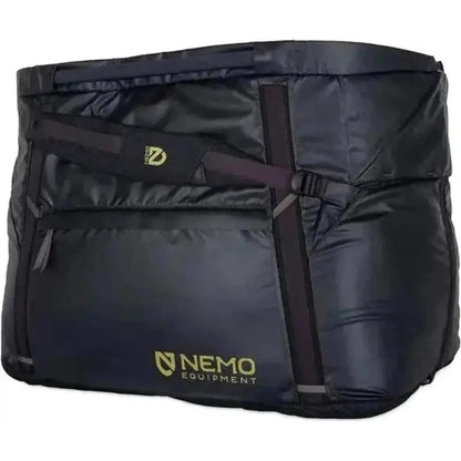 A black NEMO Double Haul Convertible Duffel & Tote shown from a front angle with straps and a logo visible.