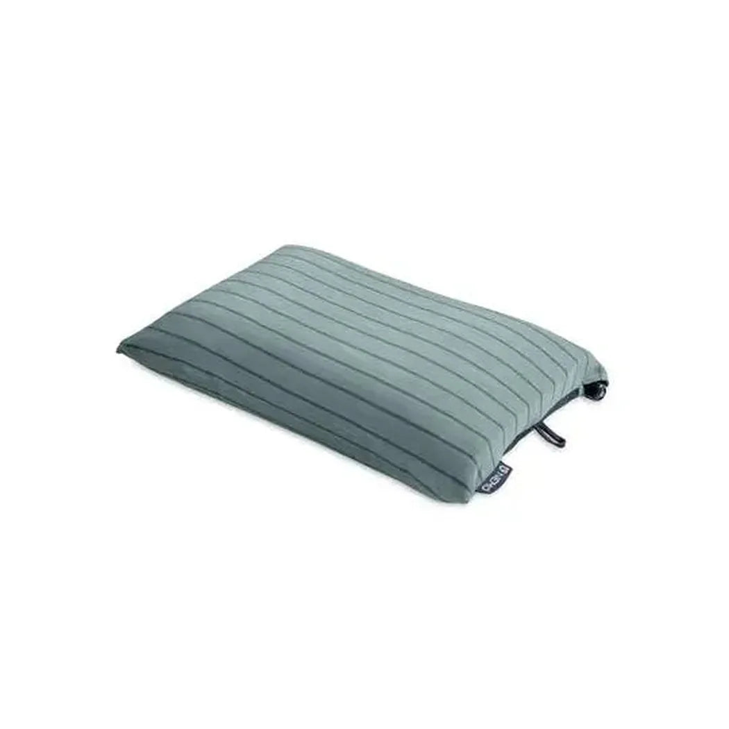 A side view of the NEMO Fillo Backpacking & Camping Pillow in Black Pearl against a white background.