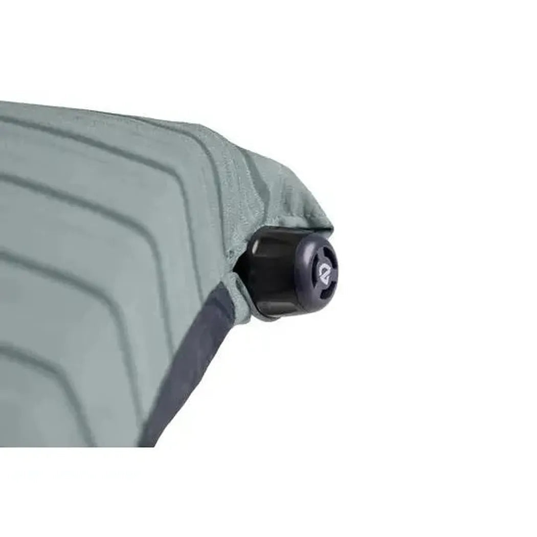 A close-up of the NEMO Fillo Backpacking & Camping Pillow in Black Pearl showing the zipper and fabric texture against a white background.