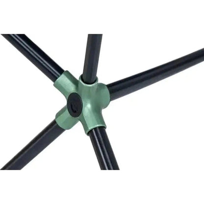A close-up of the NEMO Moonlite Reclining Chair in Black Pearl showing the black metal frame and green connector joint against a white background.
