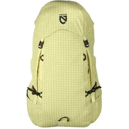 A front view of the NEMO Resolve Mens 35L Endless Promise backpack in Citron with visible straps and buckles against a white background.