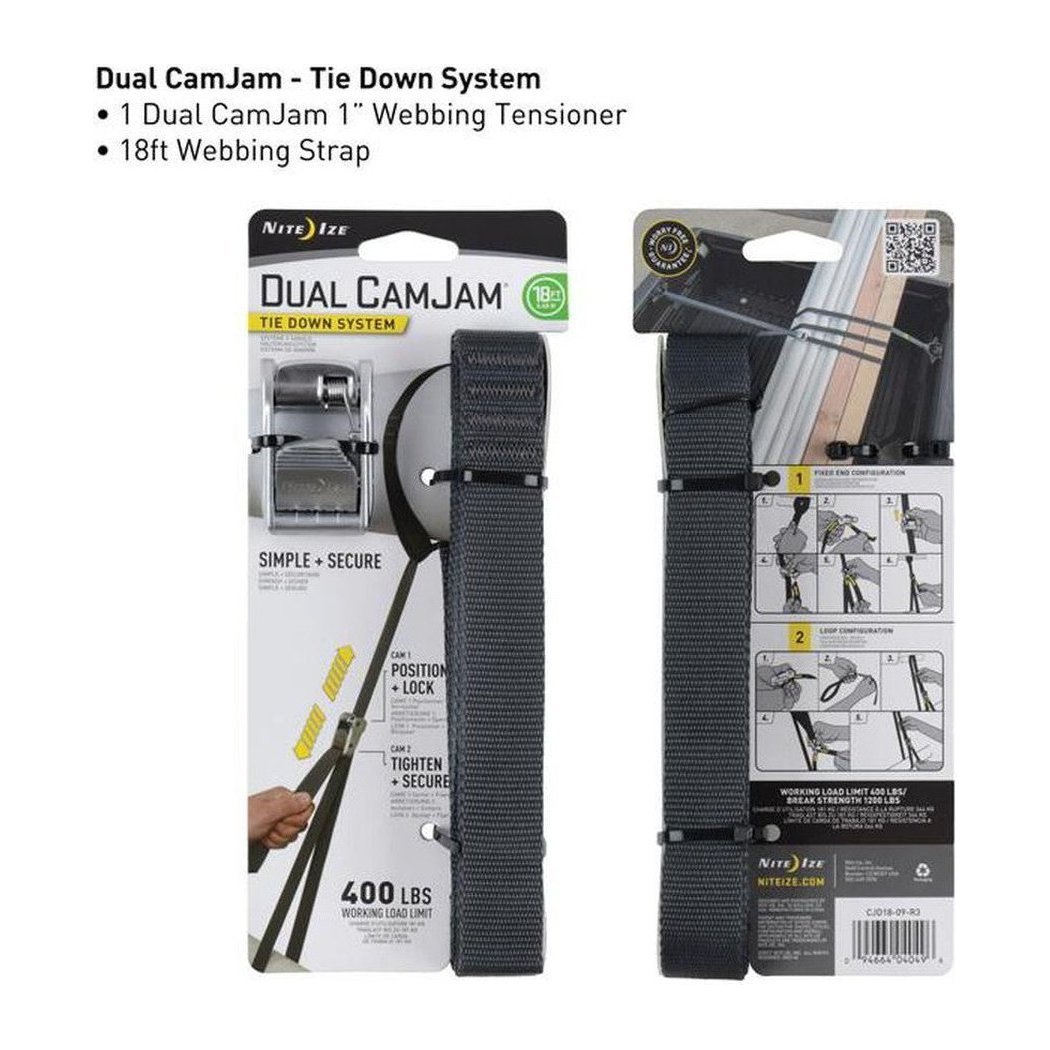 Nite Ize Dual CamJam Tie Down System 12' & 18'-Paddle Sports - Transport & Storage-18ft-Appalachian Outfitters