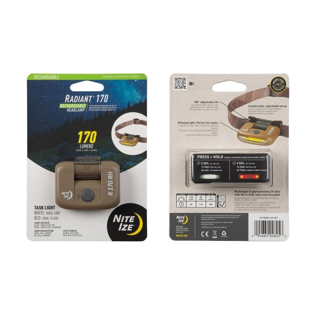 Nite Ize Radiant 170 Rechargeable Headlamp-Camping - Lighting - Headlamps-Appalachian Outfitters