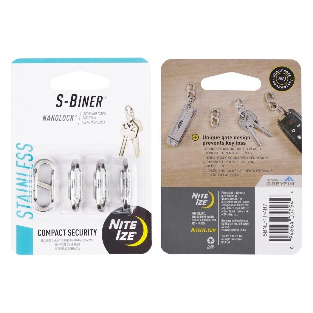 Nite Ize S-Biner NanoLock - Stainless - 4 Pack-Camping - Accessories-Appalachian Outfitters