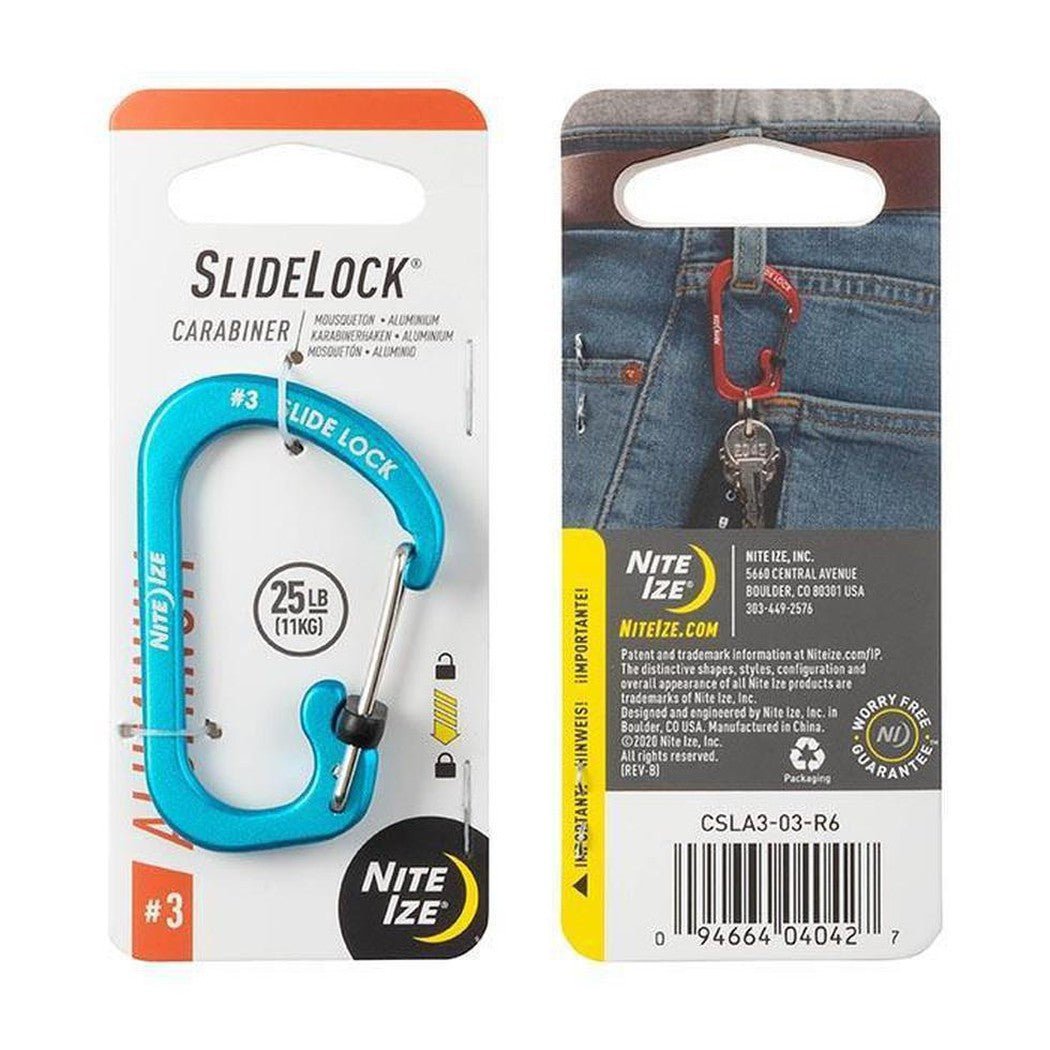 Nite Ize SlideLock Carabiner Aluminum #3-Camping - Accessories-Blue-Appalachian Outfitters