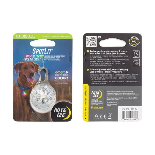 Nite Ize SpotLit Rechargeable Collar Light - Disc-O Tech-Pets - Safety - Lights-Jewel-Appalachian Outfitters