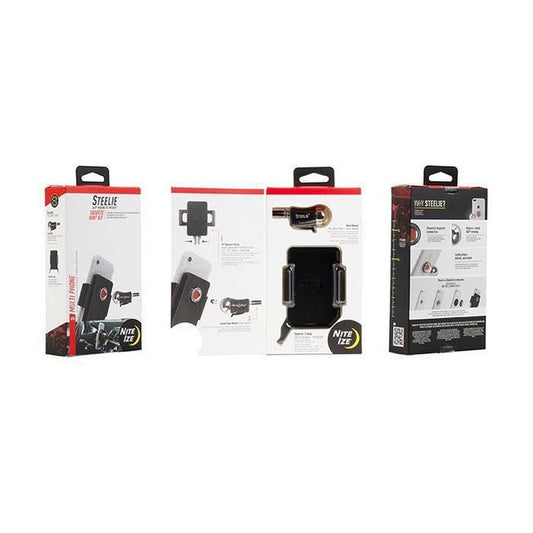Three boxes of the Nite Ize Steelie Squeeze Vent Kit are displayed side by side against a white background.