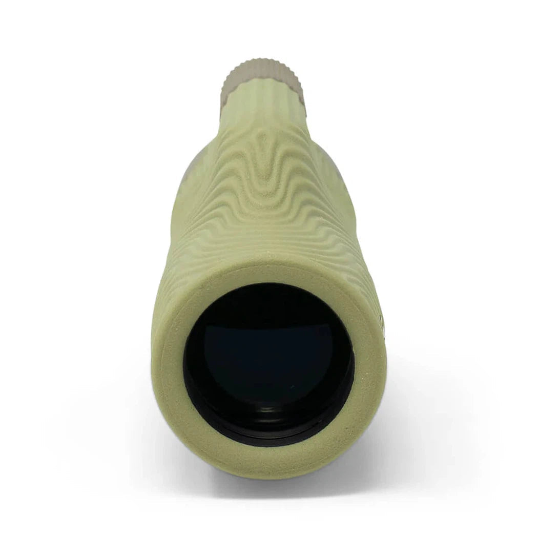 Front view of the Nocs Provisions 8x32 Monocular Bundle in Juniper Green showing the textured grip and black objective lens against a white background.