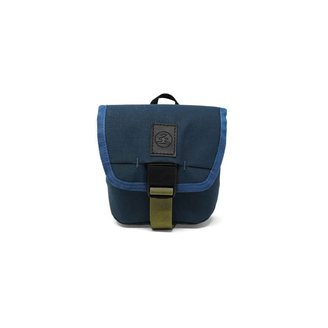 A front view of the Nocs Provisions Standard Issue Pouch in Charcoal showing the buckle closure and logo patch against a white background.