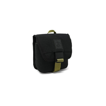 A front view of the Nocs Provisions Standard Issue Pouch in Charcoal showing the buckle closure and olive green strap against a white background.