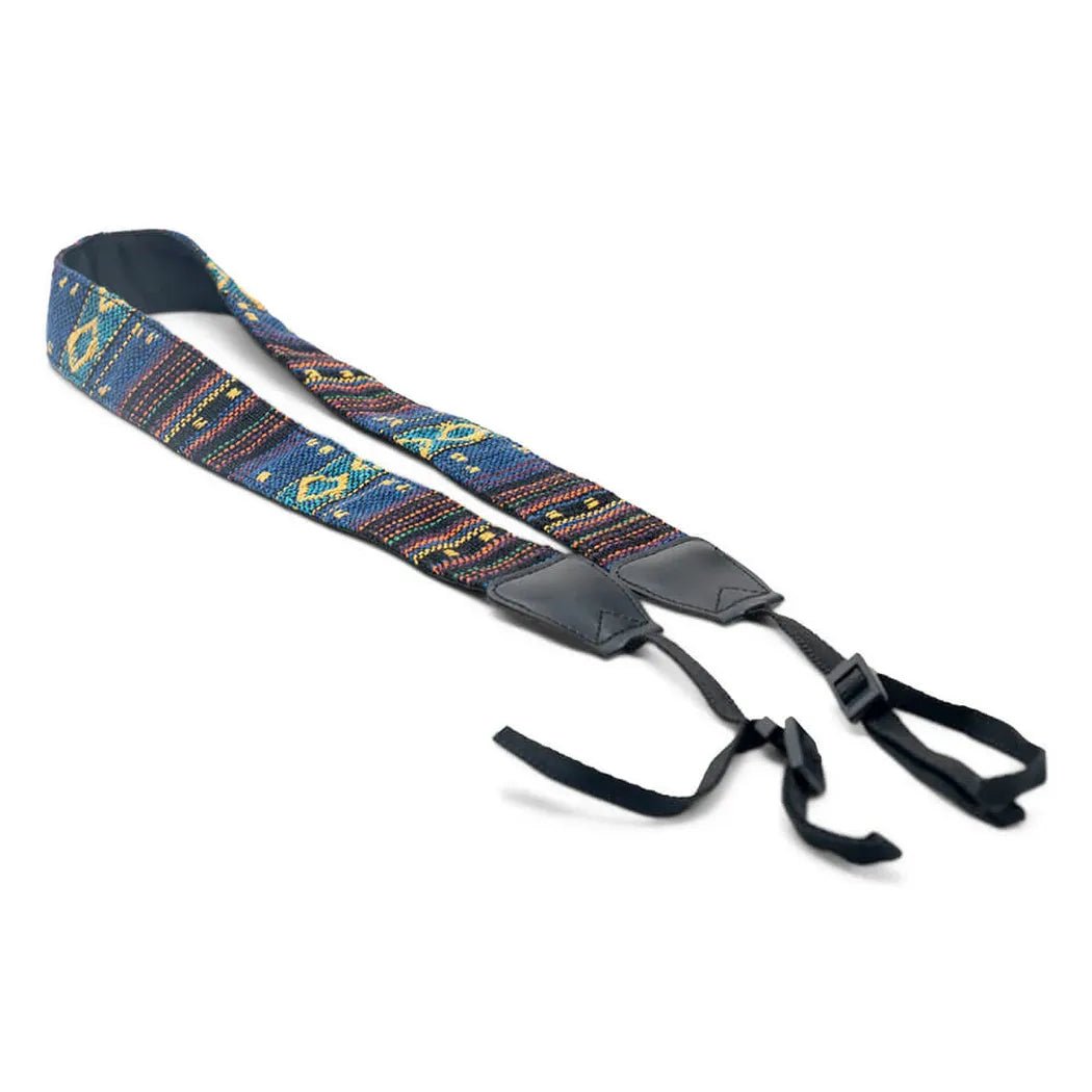 A midnight-colored Nocs Provisions Woven Tapestry Strap with black ends and ties laid out on a white background.