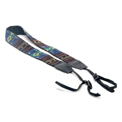 A midnight-colored Nocs Provisions Woven Tapestry Strap with black ends and ties laid out on a white background.