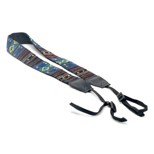A midnight-colored Nocs Provisions Woven Tapestry Strap with black ends and ties laid out on a white background.