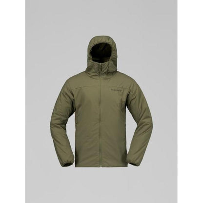 A front view of the Norrona Men's Femund Thermo60 Zip Hood in Indigo Night against a light gray background.
