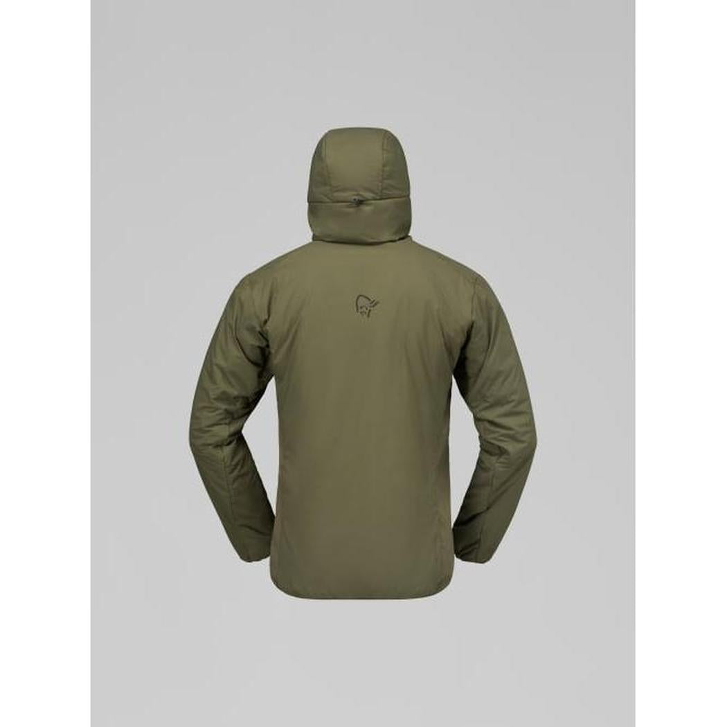 Back view of the Norrona Men's Femund Thermo60 Zip Hood in Indigo Night against a plain gray background.