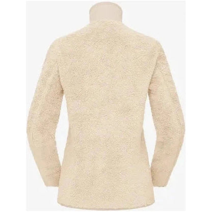Back view of the Norrona Women's Femund Warm3 Jacket in Oatmeal on a mannequin against a white background.