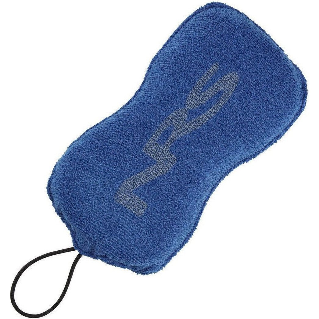 A blue NRS Deluxe Boat Sponge with a black loop, shown from a side angle against a white background.