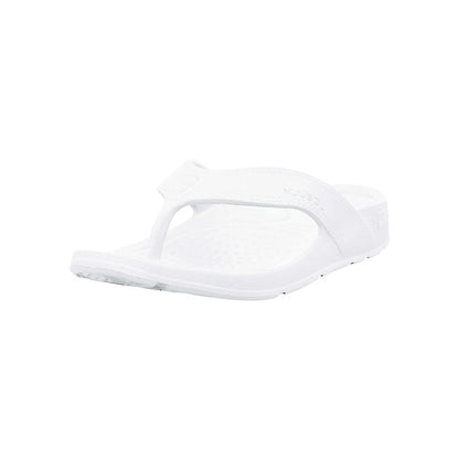 A front view of the NuuSol Womens Cascade Flip Flop in Driftwood with a white background.