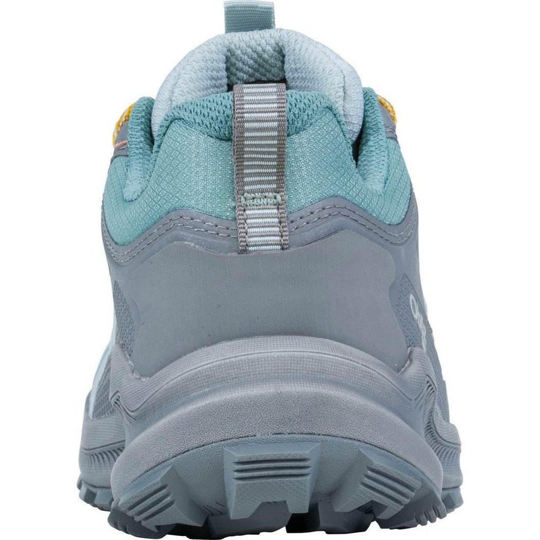 Back view of the Oboz Women's Katabatic Low B-DRY in Glacier showing the heel counter and B-DRY technology against a white background.