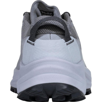 Back view of the Oboz Women's Katabatic LT Low GTX Waterproof in Drizzle showing the heel counter and lugged outsole against a white background.