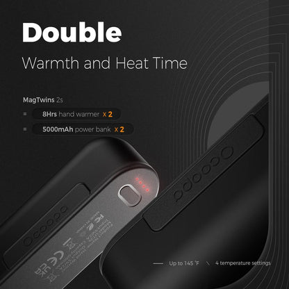 Side view of the Ocoopa UT2s Rechargeable Hand Warmer in Black showing the power button and branding against a dark background.