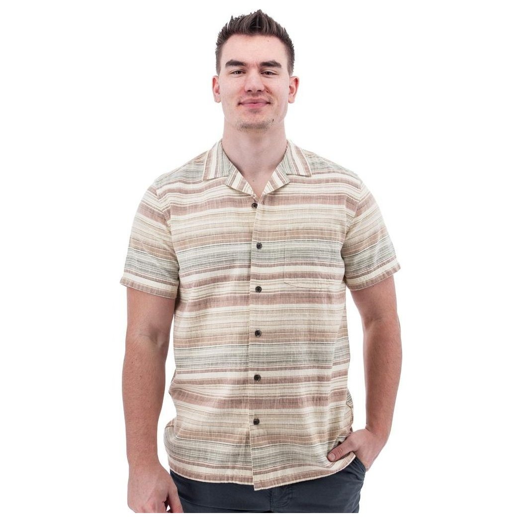 A front view of the Old Ranch Men's Ayden Shirt in Clove showing the button front and short sleeves against a white background.