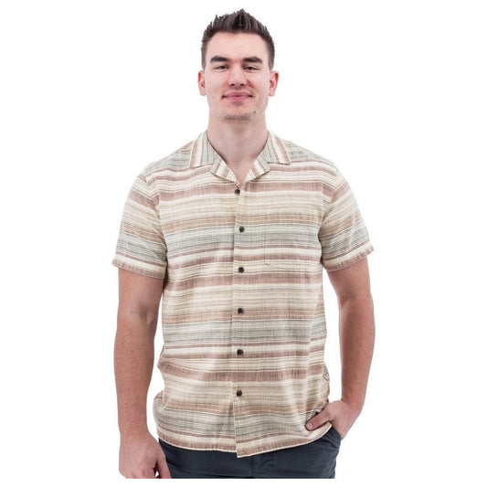 A front view of the Old Ranch Men's Ayden Shirt in Clove showing the button front and short sleeves against a white background.