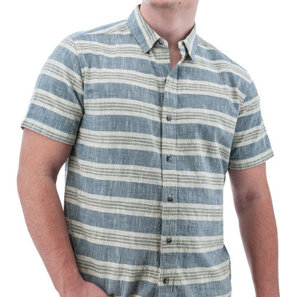 A front view of the Old Ranch Men's Ethan Shirt in Blue Fog on a model against a white background.