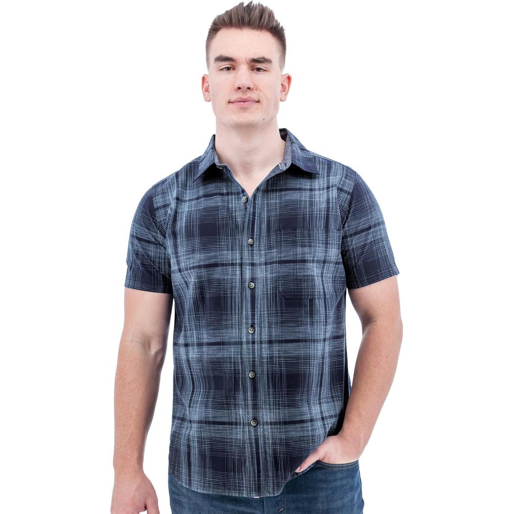 A front view of the Old Ranch Men's Hawke Shirt 26 in Hot Sauce color, showing a model wearing it against a plain white background.