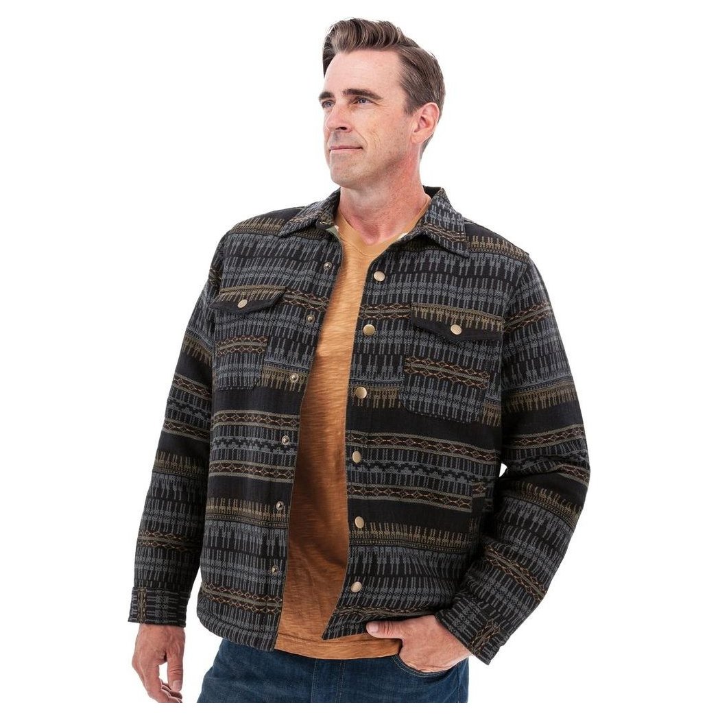 A front view of the Old Ranch Men's Maverick Jacket in Navy on a model with a white background.