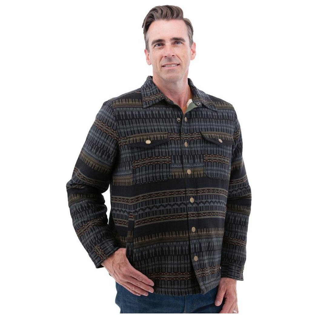 A front view of the Old Ranch Men's Maverick Jacket in Navy on a model against a white background.
