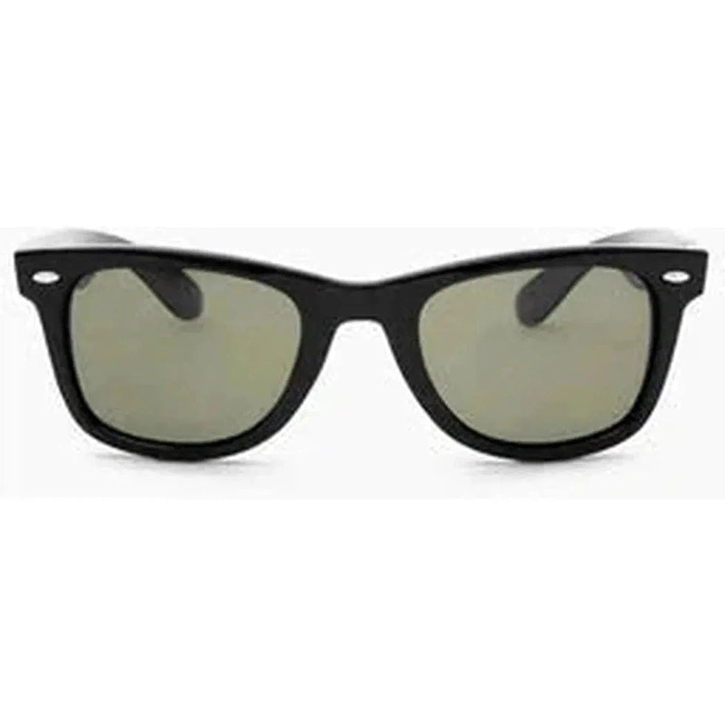 Shiny Black Optic Nerve Dylan sunglasses front view with gray lenses against a white background.