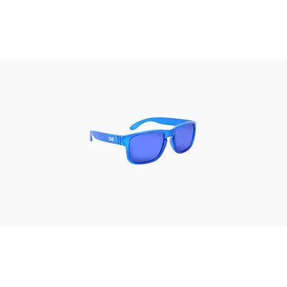 Matte Crystal Blue Optic Nerve Wee Peet sunglasses shown from a front angle against a white background.