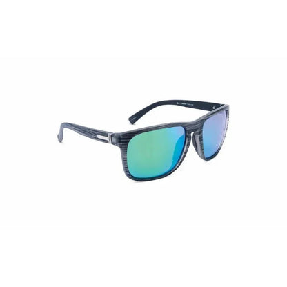 Side view of the Optic Nerve Ziggy XL sunglasses with black frames and blue-green lenses against a white background.