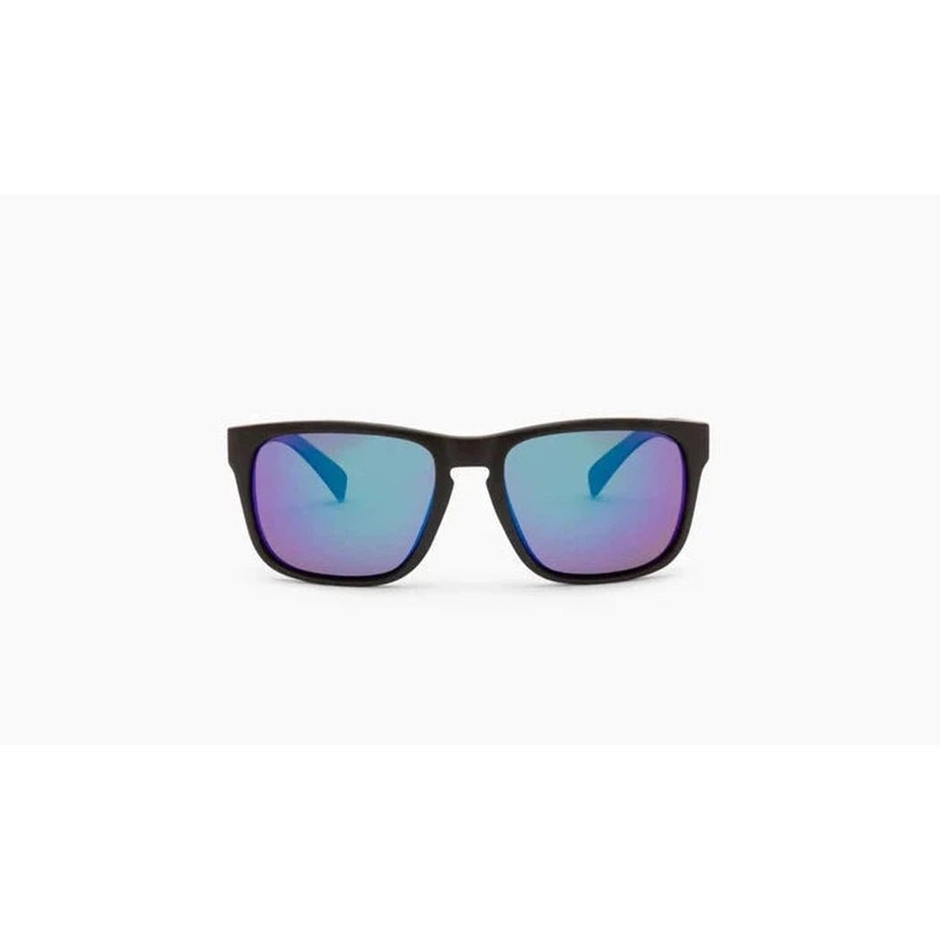 Matte Black Optic Nerve Ziggy sunglasses with blue-tinted lenses, front view against a white background.