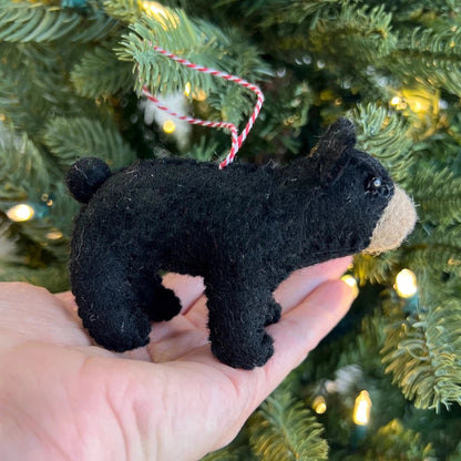 Ornaments 4 Orphans Black Bear Felt Wool Christmas Ornament-Accessories - Novelty-Appalachian Outfitters