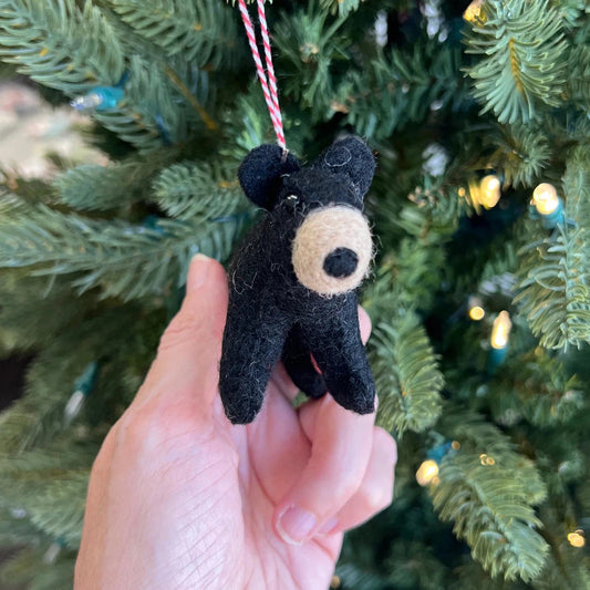 Ornaments 4 Orphans Black Bear Felt Wool Christmas Ornament-Accessories - Novelty-Appalachian Outfitters