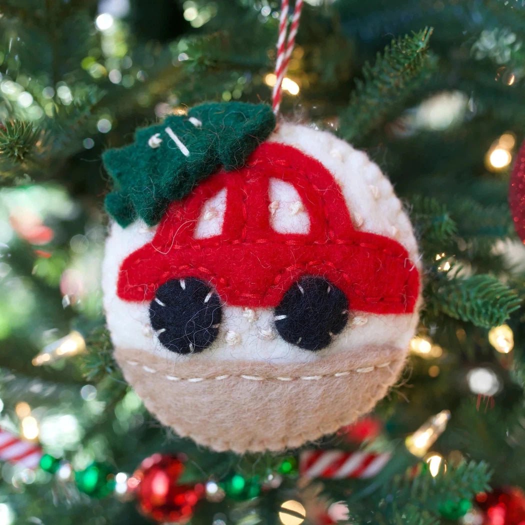 Ornaments 4 Orphans Car with Tree Felt Wool Christmas Ornament-Accessories - Novelty-Appalachian Outfitters