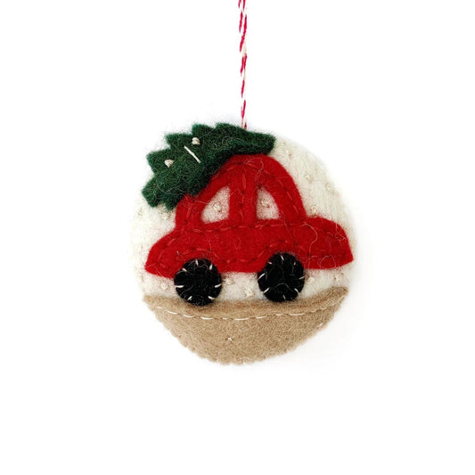 Ornaments 4 Orphans Car with Tree Felt Wool Christmas Ornament-Accessories - Novelty-Appalachian Outfitters