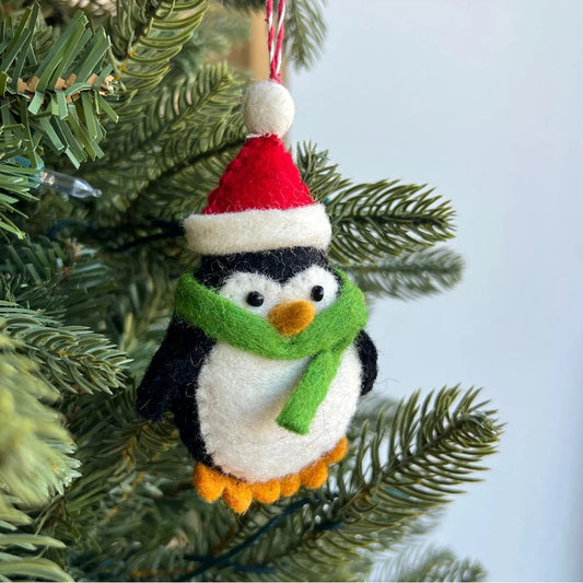Ornaments 4 Orphans Penguin with Red Hat Felt Wool Christmas Ornament-Accessories - Novelty-Appalachian Outfitters