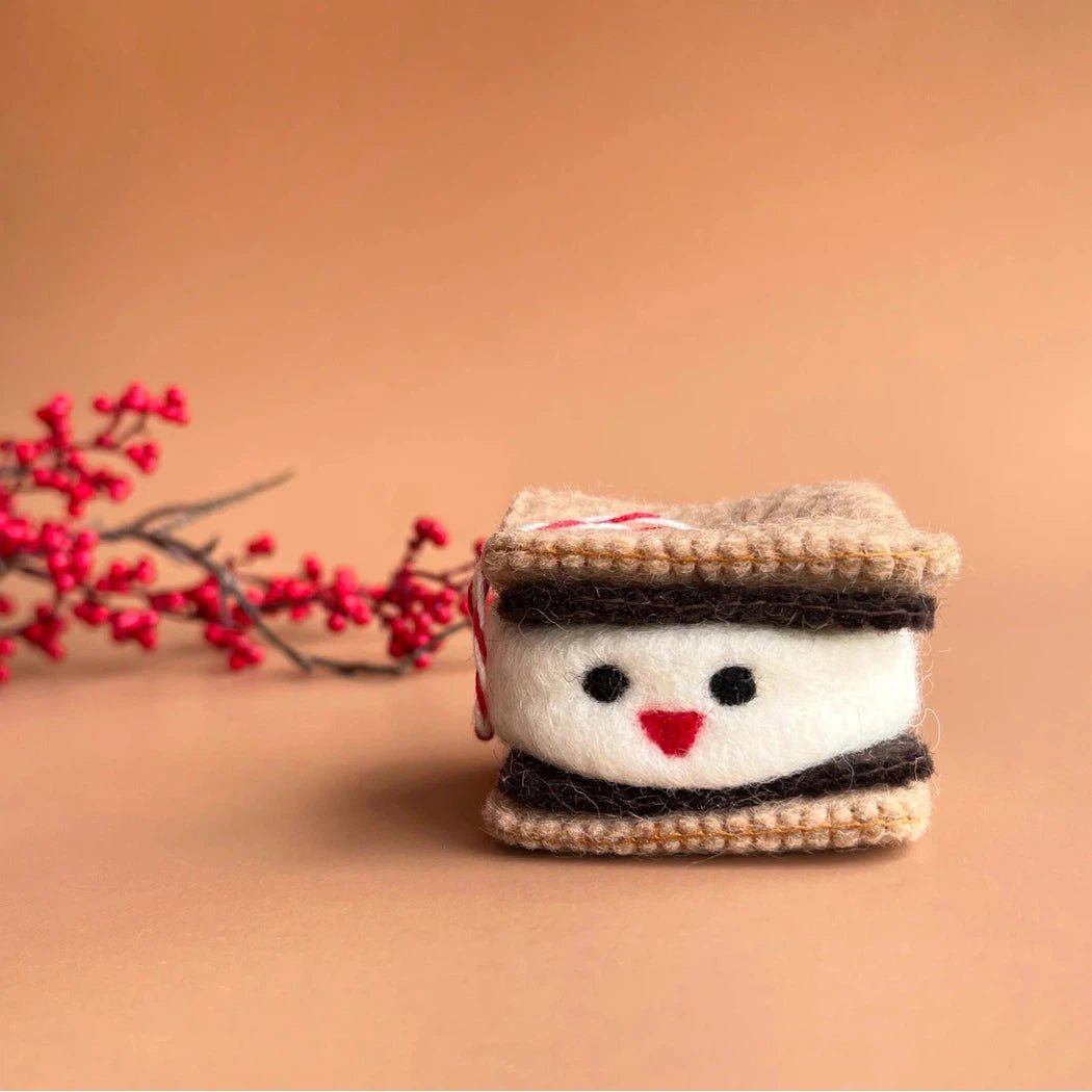 Ornaments 4 Orphans Smiling S'more Felt Wool Christmas Ornament-Accessories - Novelty-Appalachian Outfitters