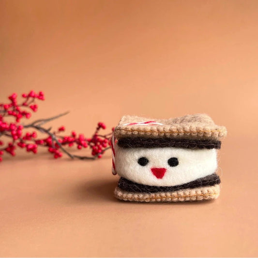 Ornaments 4 Orphans Smiling S'more Felt Wool Christmas Ornament-Accessories - Novelty-Appalachian Outfitters