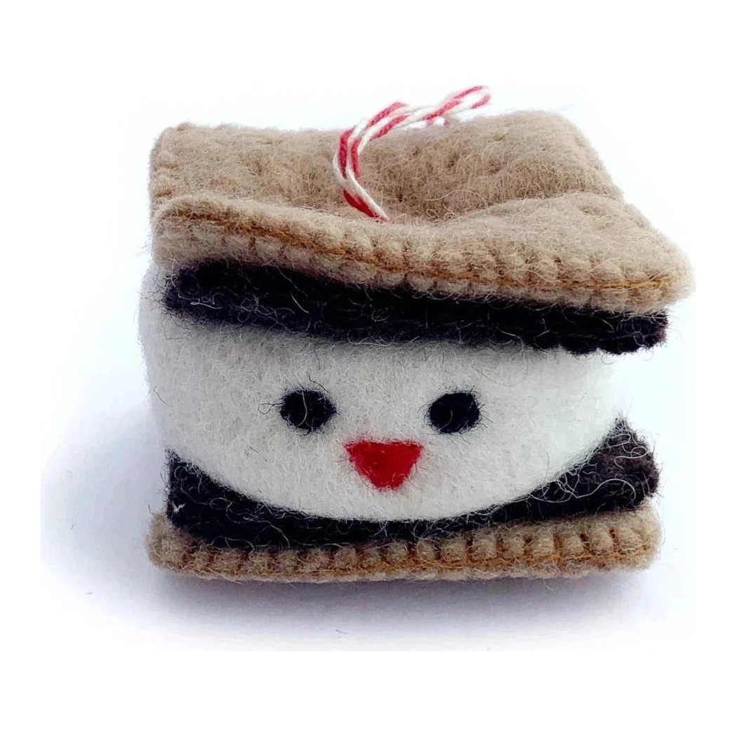 Ornaments 4 Orphans Smiling S'more Felt Wool Christmas Ornament-Accessories - Novelty-Appalachian Outfitters