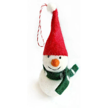 Ornaments 4 Orphans Snowman with Red Hat Tufted Wool Christmas Ornament-Accessories - Novelty-Appalachian Outfitters