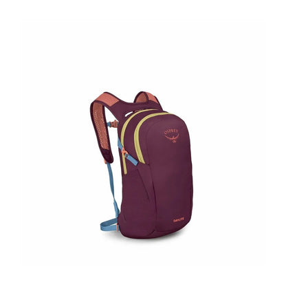 A front view of the Osprey Daylite backpack in Black with a white background.