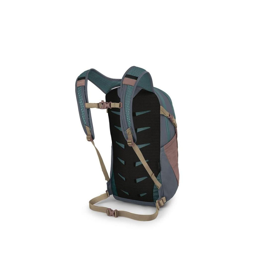 Back view of the Osprey Daylite in Black showing the padded back panel and adjustable straps against a white background.