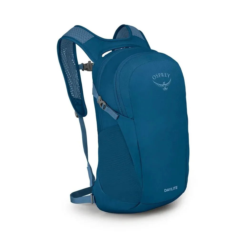 A front view of the Osprey Daylite backpack in Black against a white background.
